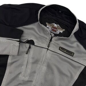 Harley-Davidson Mens Reflective Mesh Padded Motorcycle Jacket Gray/Black Size XL